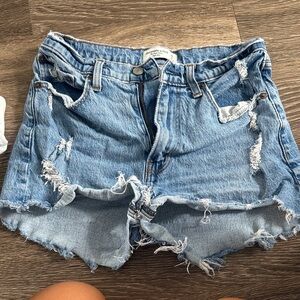 Abercrombie & Fitch Light Blue Distressed Jean Shorts